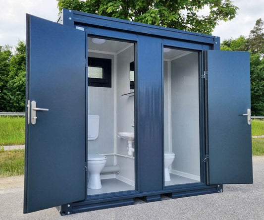 WC Toilettencontainer für Frauen als Doppelkabine in RAL 7016 Anthrazit