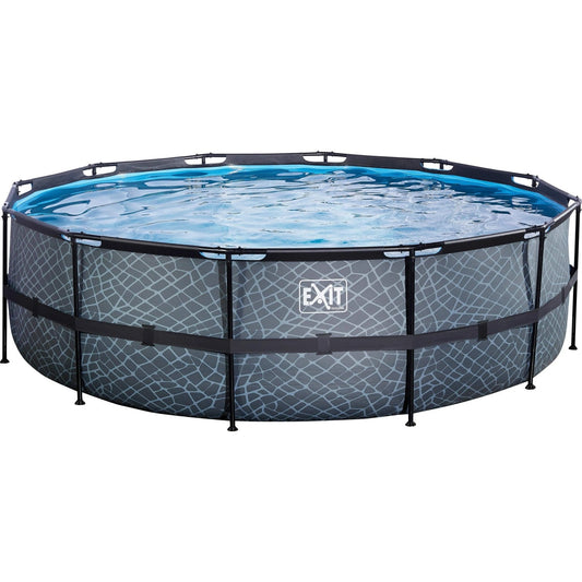 EXIT Stone Pool Grau ø 488 x 122 cm m. Sandfilterpumpe