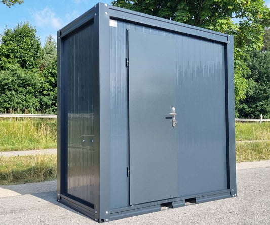 Sanitärcontainer mit WC Dusche und Warmwasser in RAL7016 Anthrazit
