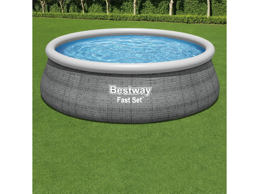 Bestway Fast Set Aufstellpool-Set Ø 457 x 122 cm Rund Schiefergrau