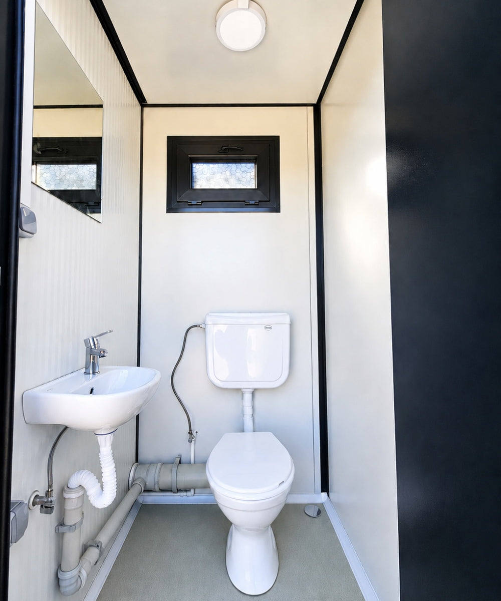 Sanitärcontainer WC als Doppelkabine - Klo für Damen und Herren - Anthrazit - PRIME