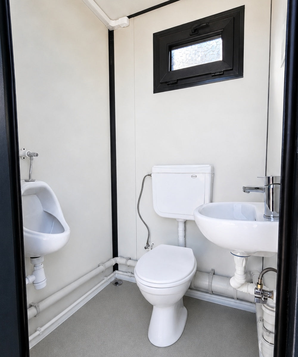 Sanitärcontainer WC als Doppelkabine - Klo für Damen und Herren - Anthrazit - PRIME