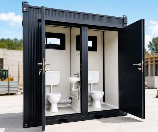 Sanitärcontainer WC als Doppelkabine - Klo für Damen und Herren - Anthrazit - PRIME