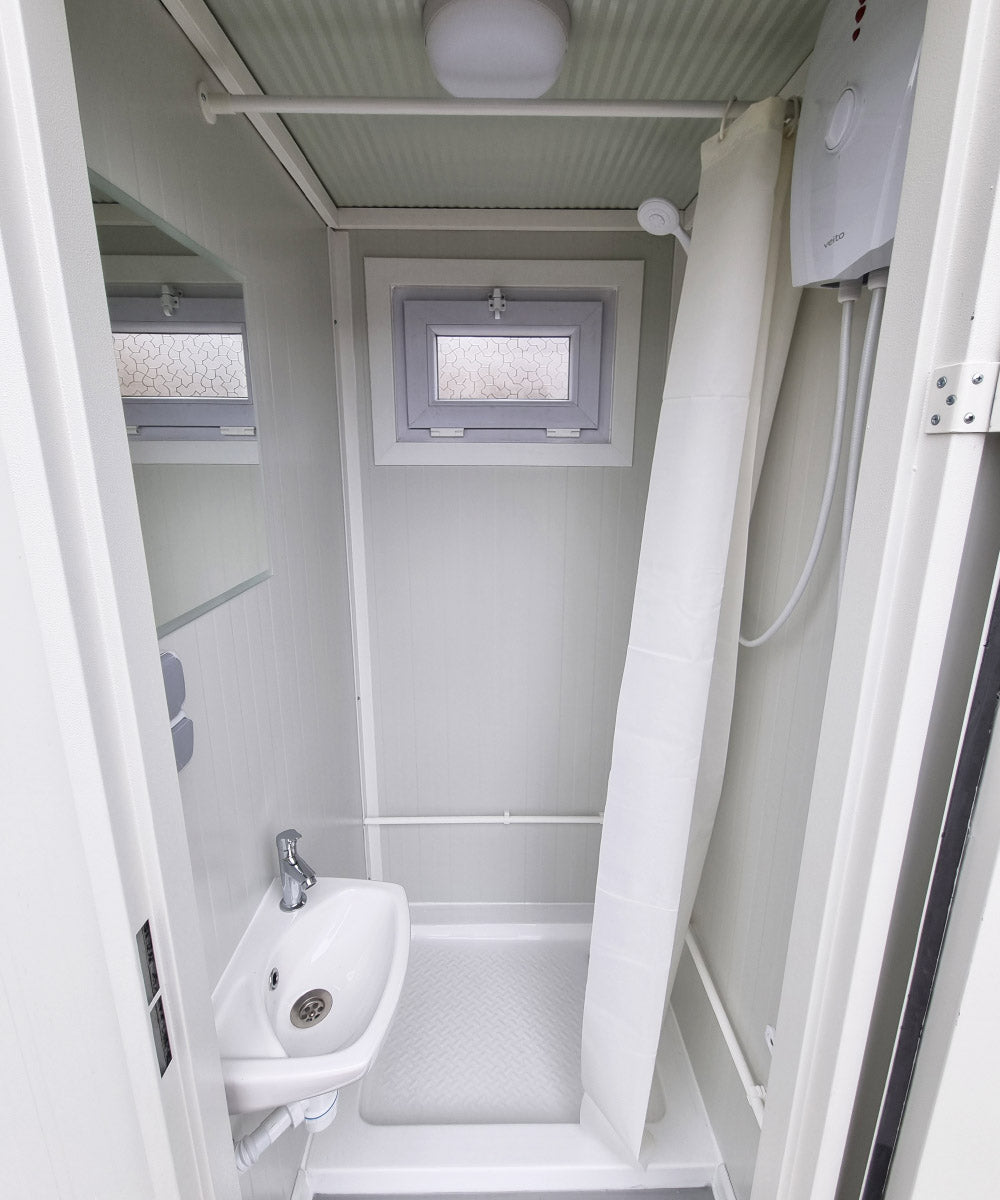 WC Duschcontainer mit Klo Pissoir RAL9002 Weiss