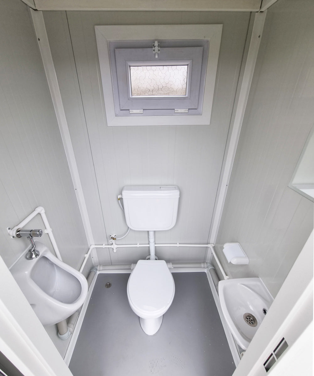 WC Duschcontainer mit Klo Pissoir RAL9002 Weiss