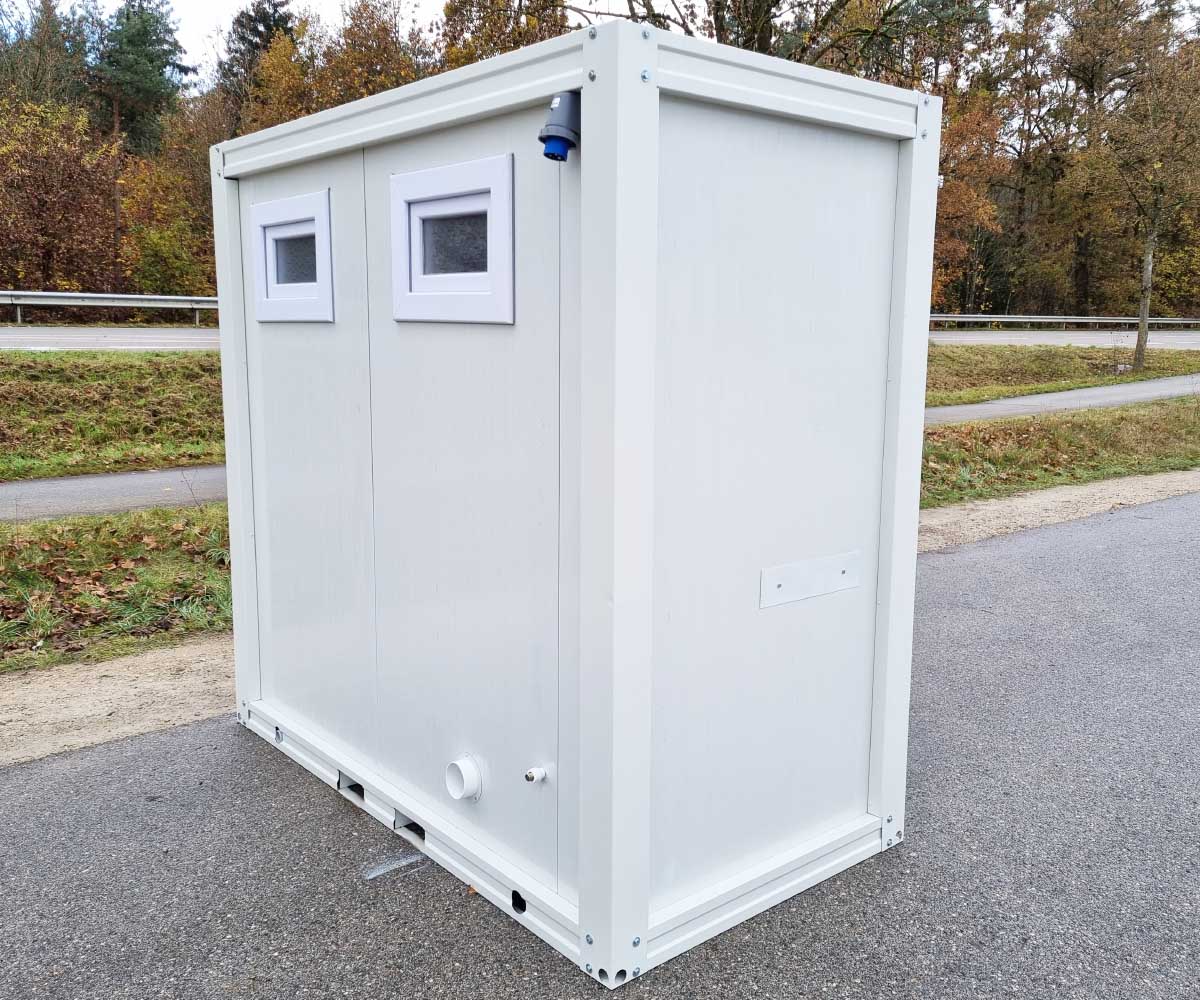 WC Duschcontainer mit Klo Pissoir RAL9002 Weiss