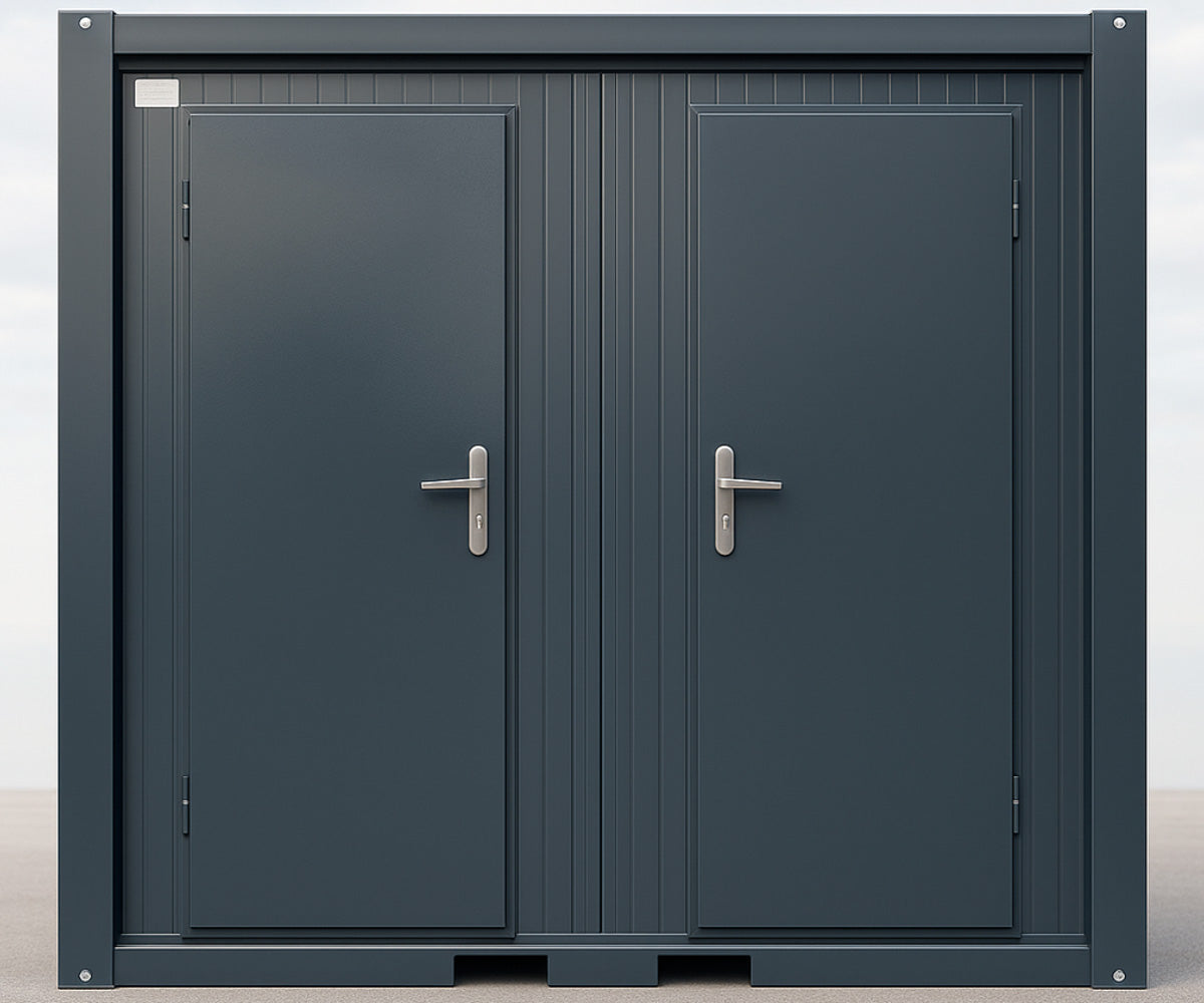Duschcontainer - Sanitärcontainer als Doppelkabine mit zwei Duschen - RAL7016 Anthrazit