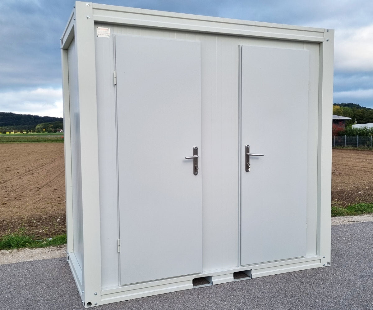 Duschcontainer - Sanitärcontainer als Doppelkabine mit zwei Duschen - RAL9002 weiß