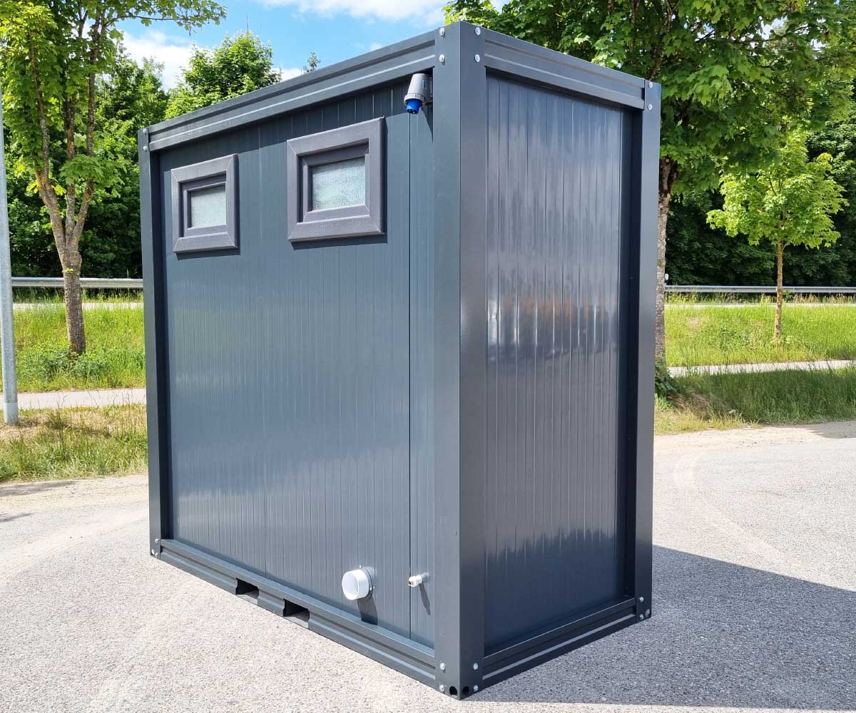 WC Toilettencontainer für Frauen als Doppelkabine in RAL 7016 Anthrazit