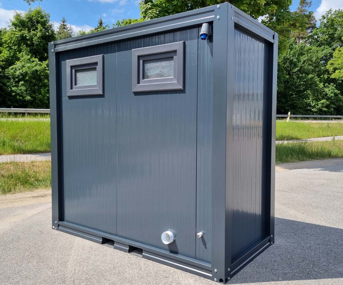 WC Toilettencontainer für Frauen als Doppelkabine in RAL 7016 Anthrazit