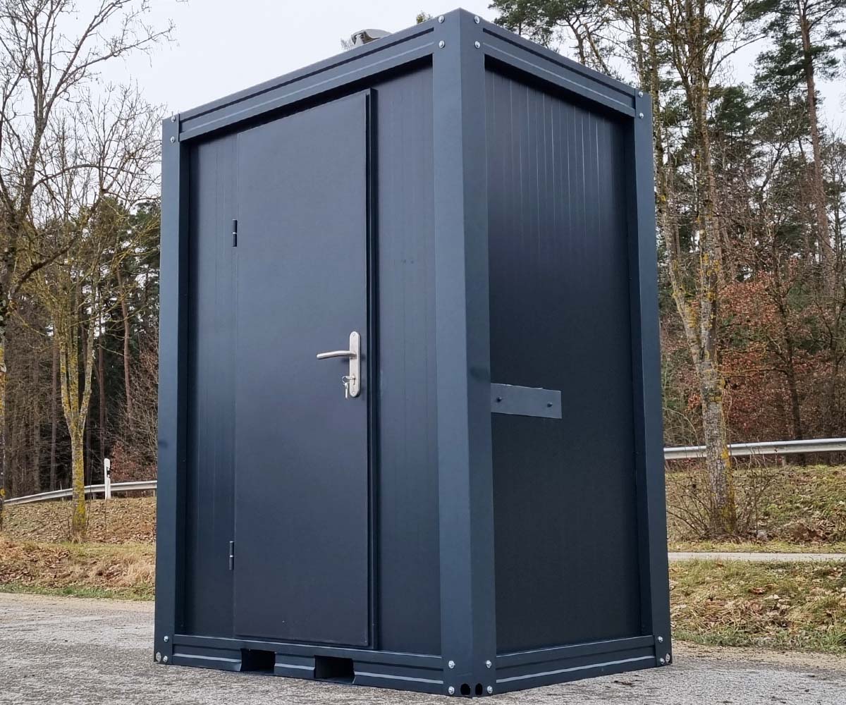 Mobiler Toilettencontainer - WC mit Waschbecken Pissoir und Durchlauferhitzer - Anthrazit