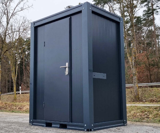 Mobiler Toilettencontainer - WC mit Waschbecken Pissoir und Durchlauferhitzer - Anthrazit