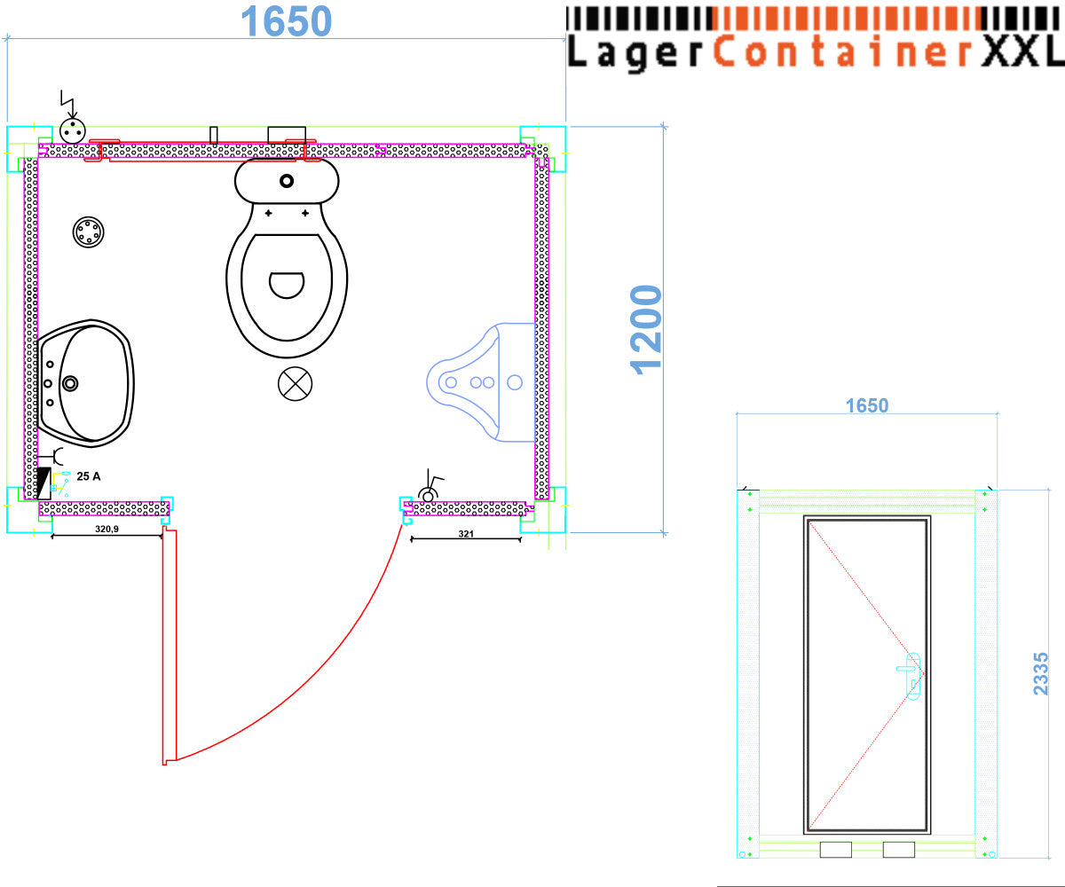 Mobiler Toilettencontainer - WC mit Waschbecken Pissoir und Durchlauferhitzer - Anthrazit