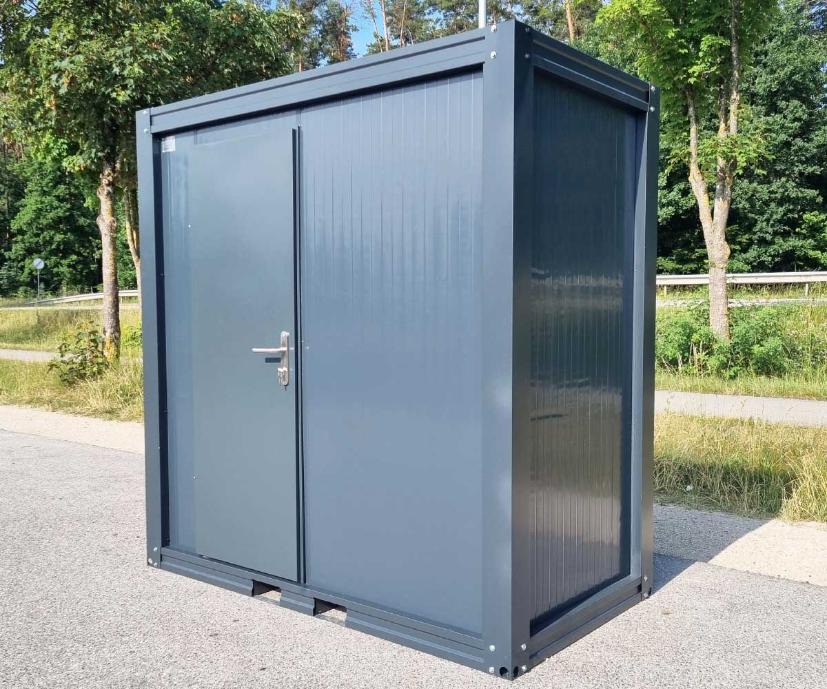 Sanitärcontainer mit WC Dusche und Warmwasser in RAL7016 Anthrazit