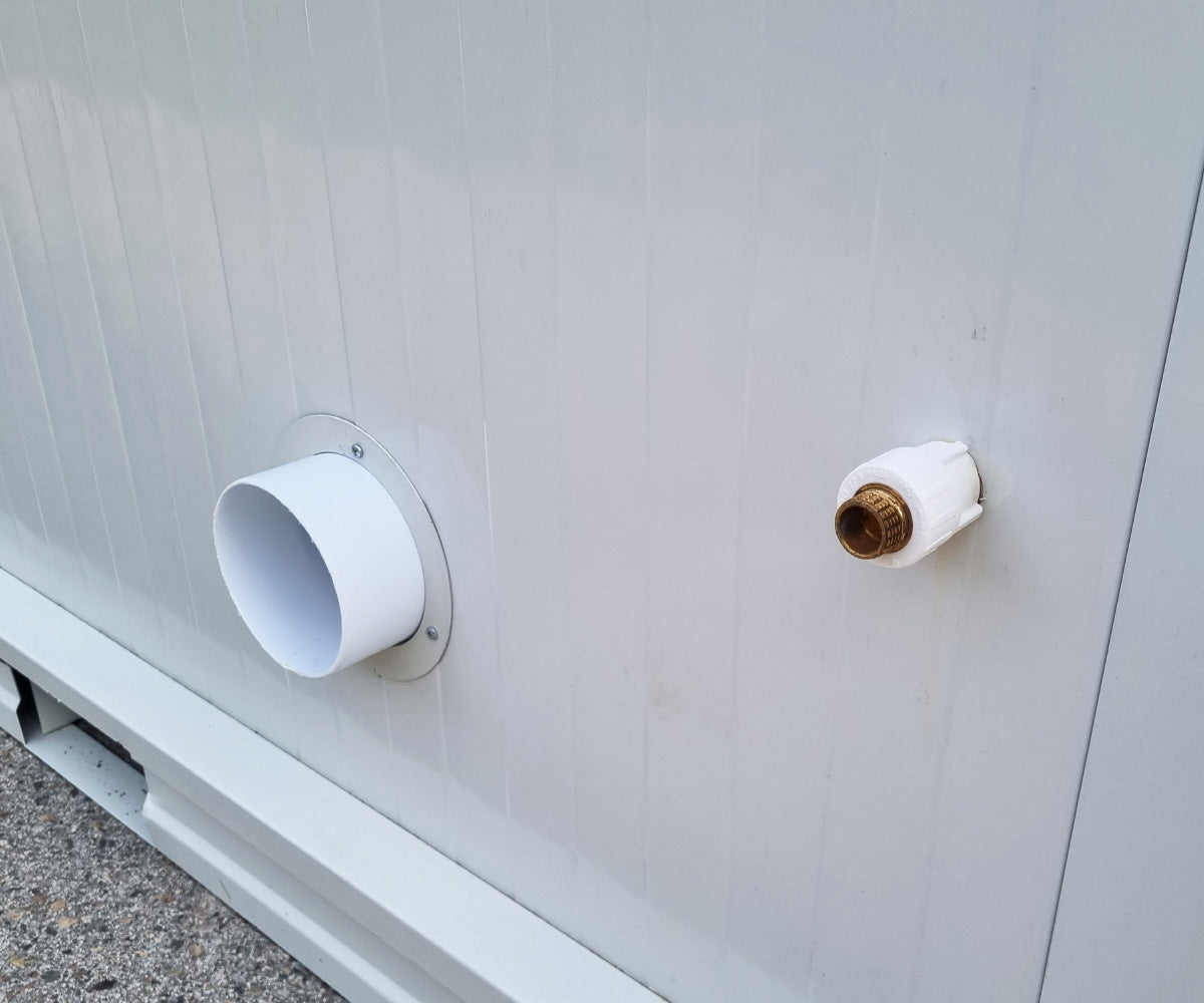Sanitärcontainer Toilette in weiß für Mann und Frau RAL9002