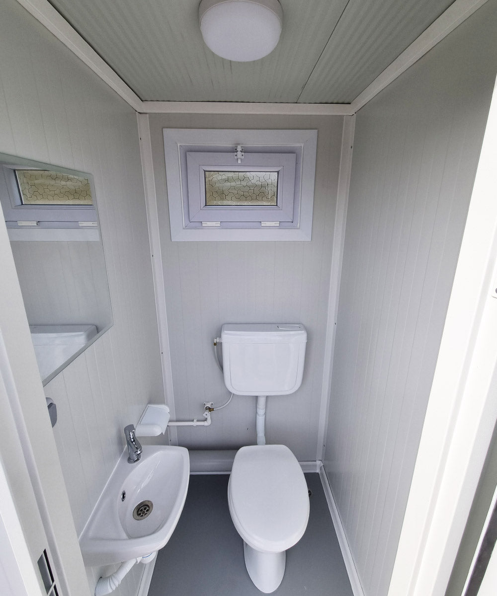 Sanitärcontainer Toilette in weiß für Mann und Frau RAL9002