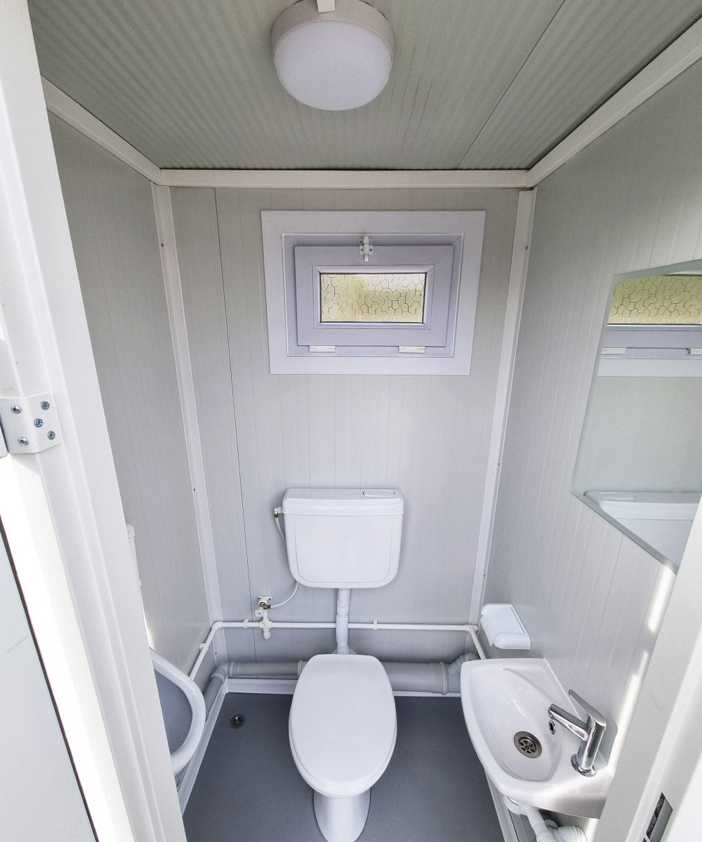 Sanitärcontainer Toilette in weiß für Mann und Frau RAL9002