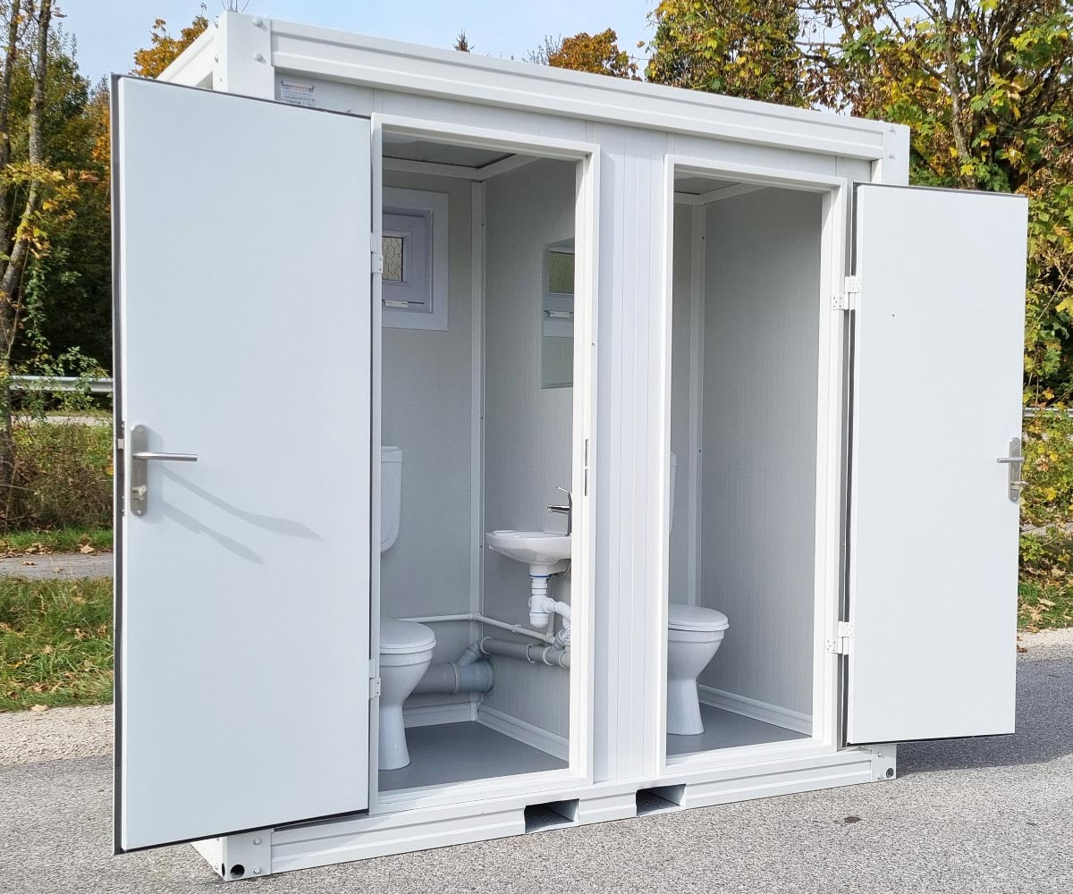 Sanitärcontainer Toilette in weiß für Mann und Frau RAL9002