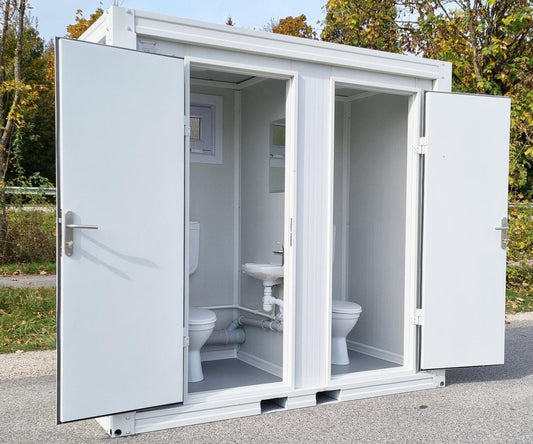 Sanitärcontainer Toilette in weiß für Mann und Frau RAL9002