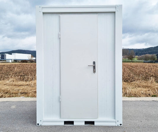 Sanitärcontainer RAL 9002 - Klo Pissoir Waschbecken mit Warmwasser
