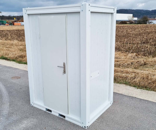 Toilettencontainer - WC mit Pissoir Waschbecken und Fenster RAL9002 Weiß