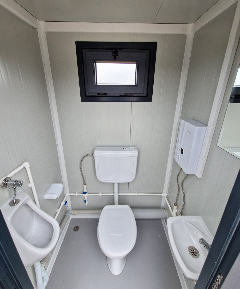 WC-Container Mann/Mann RAL7016 | Warmwasser & Isoliert 275x120cm