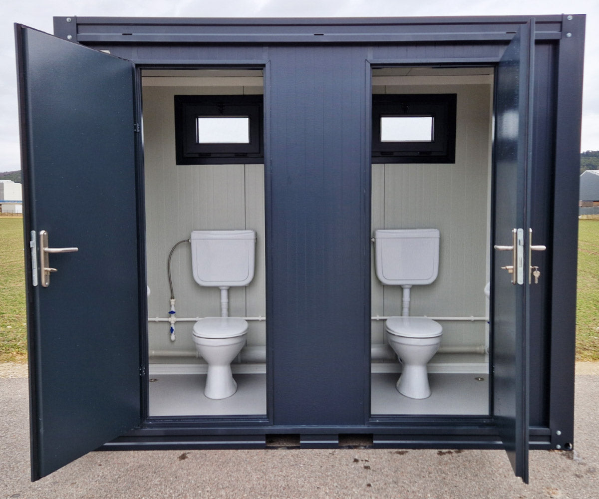 WC-Container Mann/Mann RAL7016 | Warmwasser & Isoliert 275x120cm