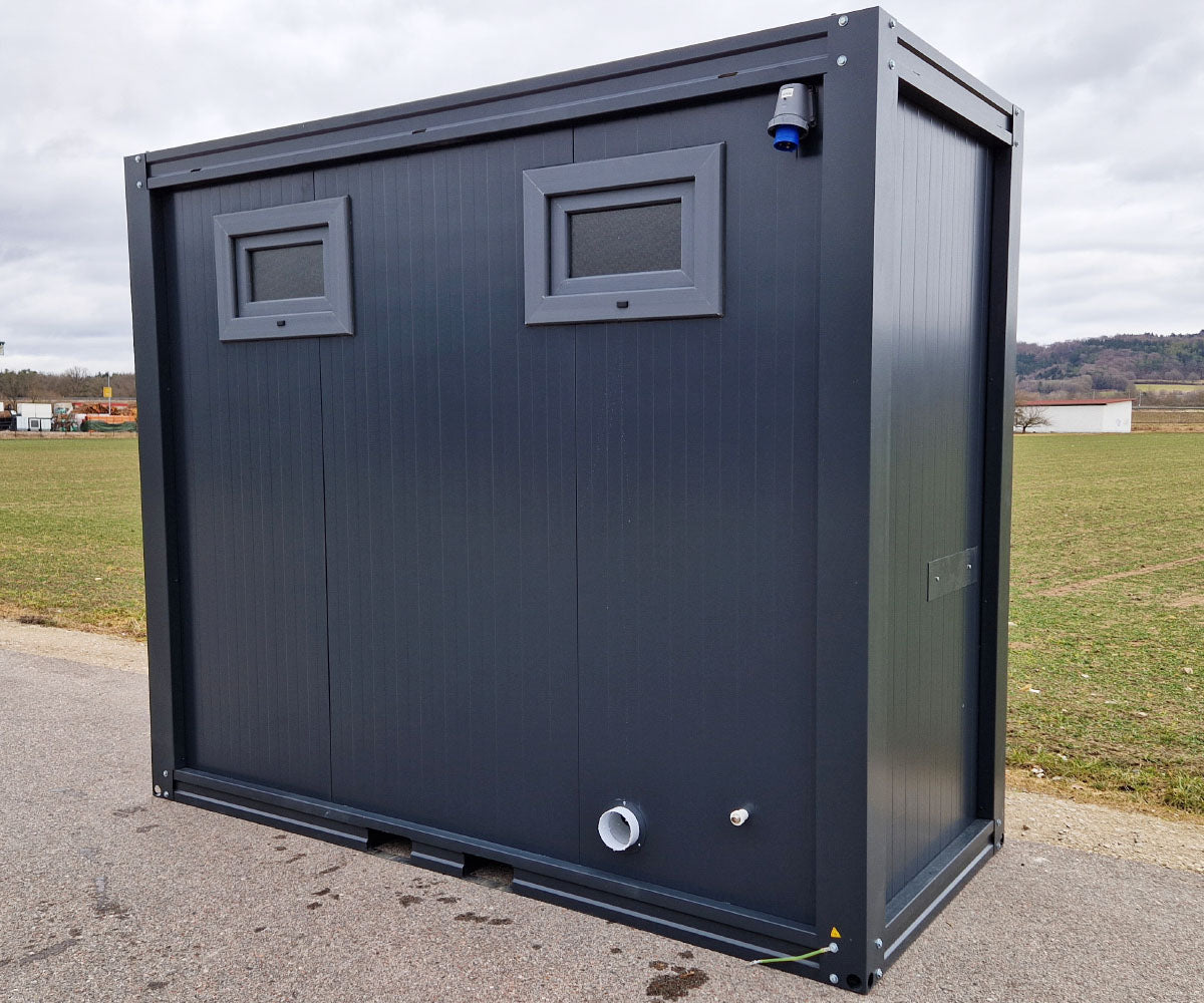 WC-Container Mann/Mann RAL7016 | Warmwasser & Isoliert 275x120cm