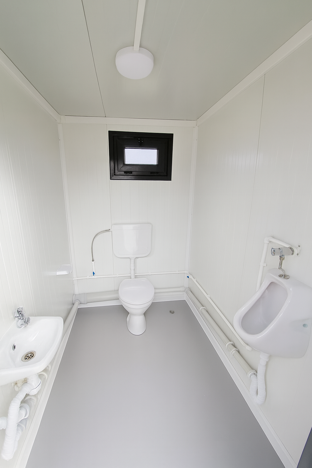 WC Sanitärcontainer extra groß Mann / Mann in RAL7016 mit Warmwasser