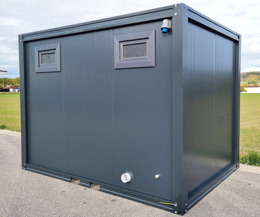 WC Sanitärcontainer extra groß Mann / Mann in RAL7016 mit Warmwasser