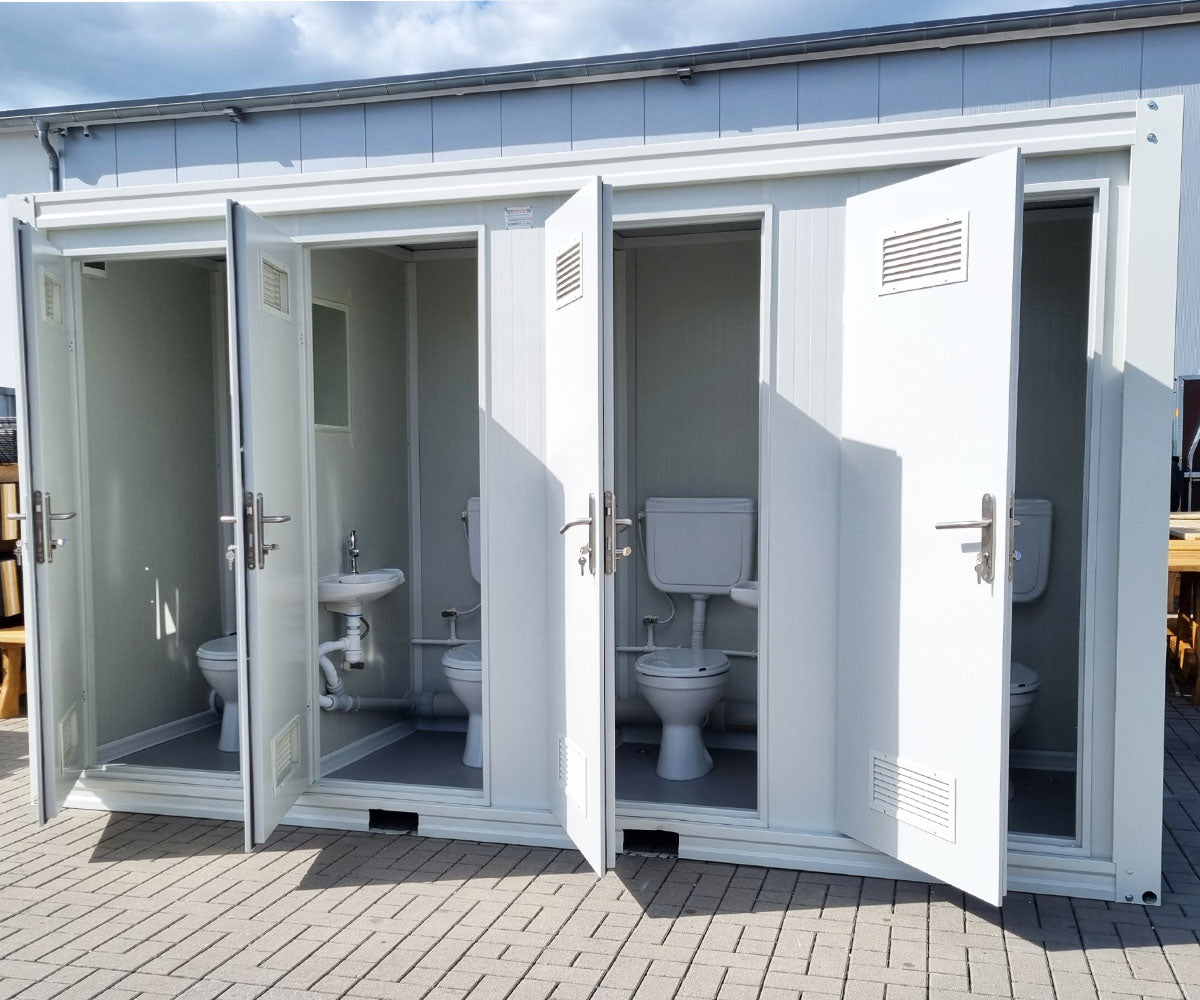 XXL Toilettencontainer mit 8 Kabinen für Veranstaltungen RAL 9002